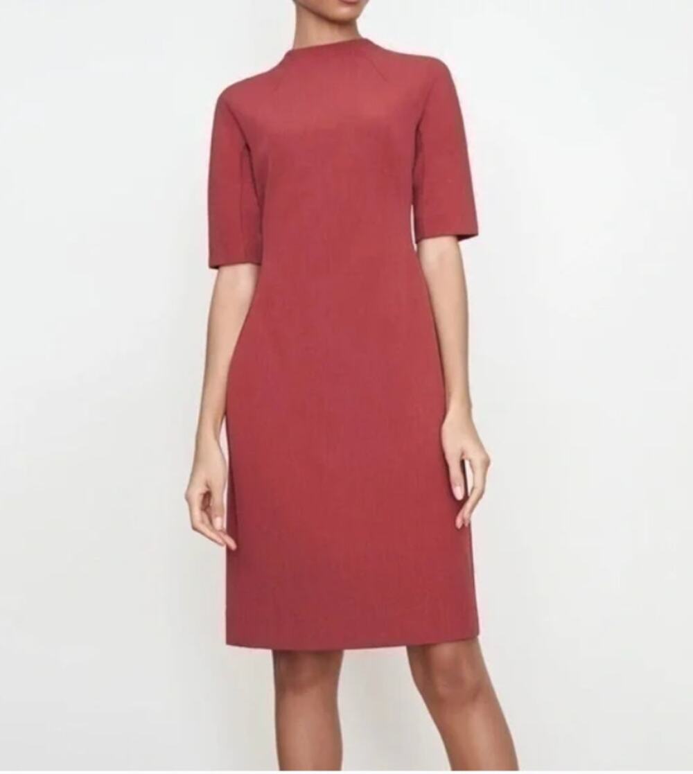 MM Lafleur Farnoosh Half Sleeve Stretch Mini Sheath Dress Brick Womens 4